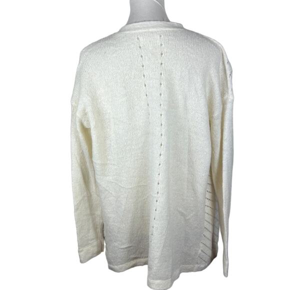 Lou & Grey Cream Open Front Waterfall Wool / Alpaca Blend Fuzzy Cardigan - Picture 3 of 7